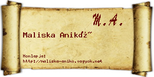 Maliska Anikó névjegykártya